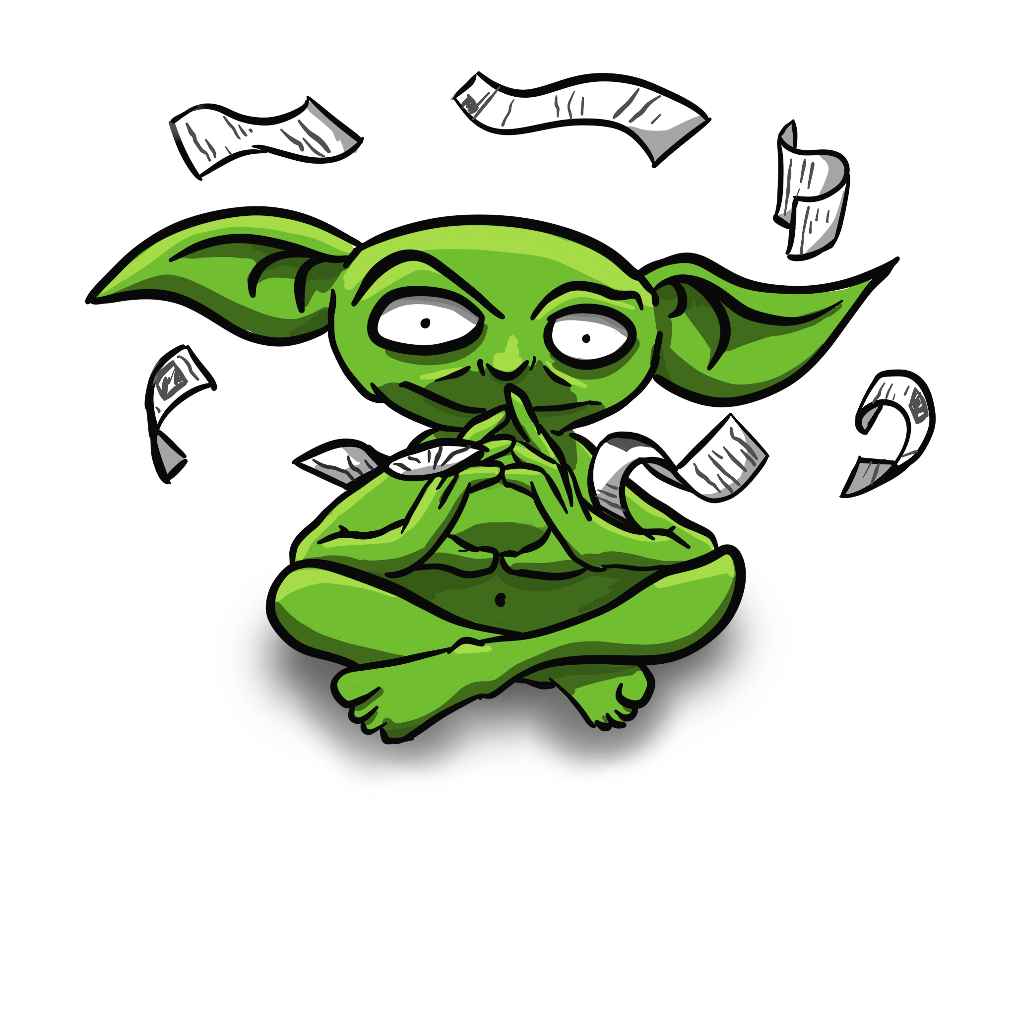 green goblin with paper flying around him